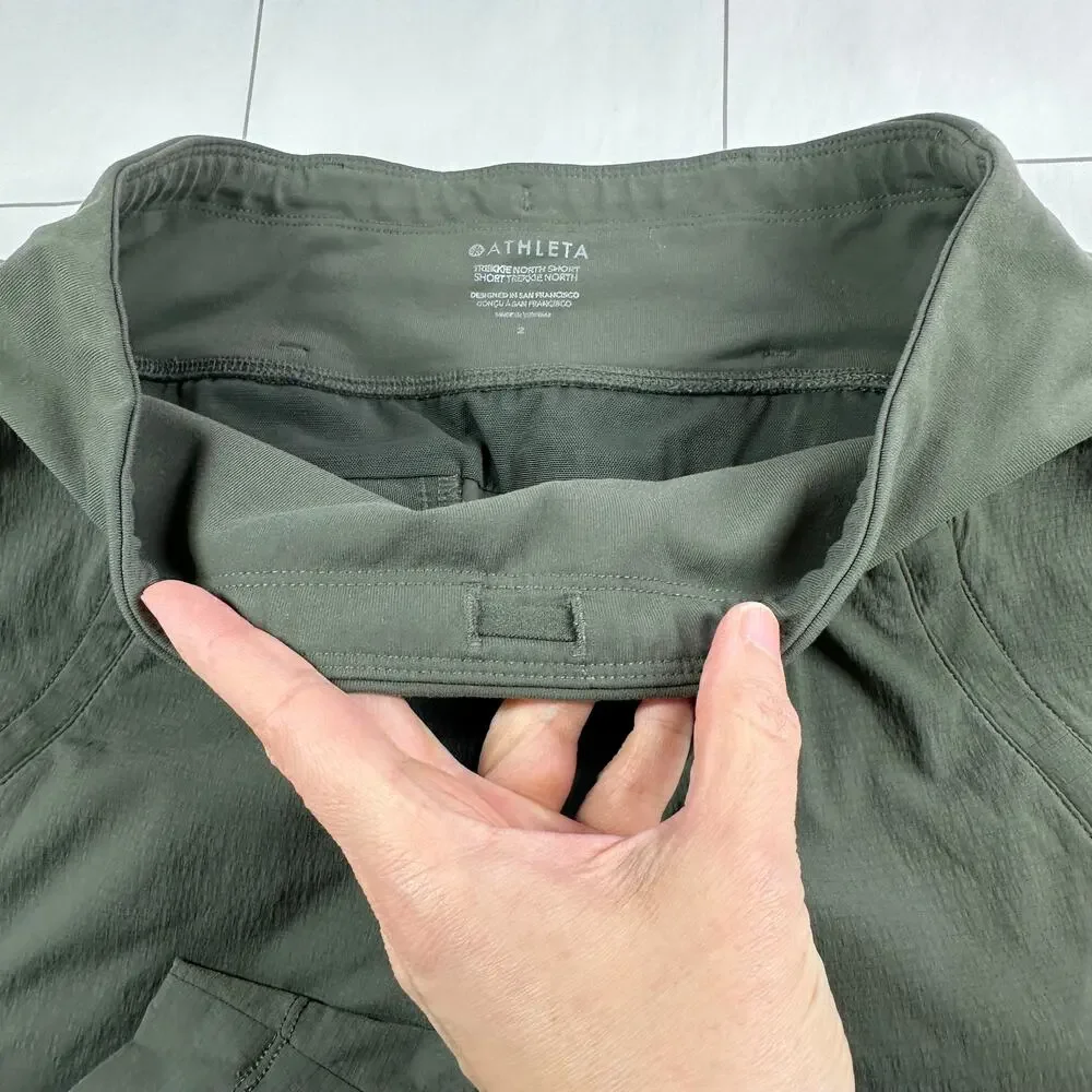 Athleta Shorts Womens 2 Green Trekkie North Ripstop Nylon Outdoor Trail Hiking